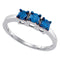 10kt White Gold Women's Round Blue Color Enhanced Diamond 3-stone Bridal Wedding Engagement Ring 1/2 Cttw - FREE Shipping (US/CAN)-Gold & Diamond Engagement & Anniversary Rings-5-JadeMoghul Inc.