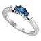10kt White Gold Women's Round Blue Color Enhanced Diamond 3-stone Bridal Wedding Engagement Ring 1/4 Cttw - FREE Shipping (USA/CAN)-Gold & Diamond Engagement & Anniversary Rings-5-JadeMoghul Inc.
