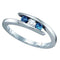 10kt White Gold Women's Round Blue Color Enhanced Diamond 3-stone Ring 1/4 Cttw - FREE Shipping (USA/CAN)-Gold & Diamond Engagement & Anniversary Rings-5-JadeMoghul Inc.
