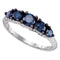 10kt White Gold Women's Round Blue Color Enhanced Diamond 5-stone Bridal Wedding Engagement Ring 1.00 Cttw - FREE Shipping (USA/CAN)-Gold & Diamond Engagement & Anniversary Rings-5-JadeMoghul Inc.