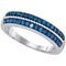 10kt White Gold Women's Round Blue Color Enhanced Diamond Band Ring 1/2 Cttw - FREE Shipping (US/CAN)-Gold & Diamond Bands-9.5-JadeMoghul Inc.