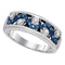10kt White Gold Women's Round Blue Color Enhanced Diamond Band Ring 1/4 Cttw - FREE Shipping (US/CAN)-Gold & Diamond Bands-5-JadeMoghul Inc.