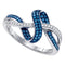 10kt White Gold Women's Round Blue Color Enhanced Diamond Band Ring 1/4 Cttw - FREE Shipping (US/CAN)-Gold & Diamond Fashion Rings-5-JadeMoghul Inc.