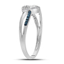 10kt White Gold Women's Round Blue Color Enhanced Diamond Captured Heart Ring 1/10 Cttw - FREE Shipping (US/CAN)-Gold & Diamond Heart Rings-9.5-JadeMoghul Inc.