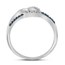 10kt White Gold Women's Round Blue Color Enhanced Diamond Captured Heart Ring 1/10 Cttw - FREE Shipping (US/CAN)-Gold & Diamond Heart Rings-9.5-JadeMoghul Inc.