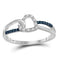 10kt White Gold Women's Round Blue Color Enhanced Diamond Captured Heart Ring 1/10 Cttw - FREE Shipping (US/CAN)-Gold & Diamond Heart Rings-9.5-JadeMoghul Inc.