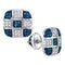 10kt White Gold Women's Round Blue Color Enhanced Diamond Checkered Stud Earrings 1-4 Cttw - FREE Shipping (US/CAN)-Gold & Diamond Earrings-JadeMoghul Inc.