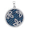 10kt White Gold Women's Round Blue Color Enhanced Diamond Circle Floral Pendant 3-4 Cttw - FREE Shipping (US/CAN)-Gold & Diamond Pendants & Necklaces-JadeMoghul Inc.