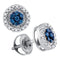 10kt White Gold Women's Round Blue Color Enhanced Diamond Circle Frame Cluster Earrings 1-4 Cttw - FREE Shipping (USA/CAN)-Gold & Diamond Earrings-JadeMoghul Inc.