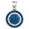 10kt White Gold Women's Round Blue Color Enhanced Diamond Circle Frame Cluster Pendant 1-4 Cttw - FREE Shipping (US/CAN)-Gold & Diamond Pendants & Necklaces-JadeMoghul Inc.