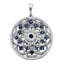10kt White Gold Women's Round Blue Color Enhanced Diamond Circle Pendant 1-2 Cttw - FREE Shipping (US/CAN)-Gold & Diamond Pendants & Necklaces-JadeMoghul Inc.
