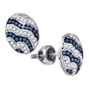 10kt White Gold Women's Round Blue Color Enhanced Diamond Cluster Earrings 1-5 Cttw - FREE Shipping (US/CAN)-Gold & Diamond Earrings-JadeMoghul Inc.