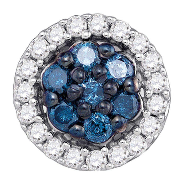 10kt White Gold Women's Round Blue Color Enhanced Diamond Cluster Earrings 3-8 Cttw - FREE Shipping (US/CAN)-Gold & Diamond Earrings-JadeMoghul Inc.