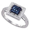 10kt White Gold Women's Round Blue Color Enhanced Diamond Cluster Ring 1/4 Cttw - FREE Shipping (US/CAN)-Gold & Diamond Cluster Rings-5-JadeMoghul Inc.