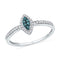 10kt White Gold Women's Round Blue Color Enhanced Diamond Cluster Ring 1/5 Cttw - FREE Shipping (US/CAN)-Gold & Diamond Cluster Rings-5-JadeMoghul Inc.