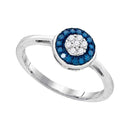 10kt White Gold Womens Round Blue Color Enhanced Diamond Cluster Ring 1/5 Cttw-Gold & Diamond Cluster Rings-6.5-JadeMoghul Inc.