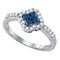 10kt White Gold Women's Round Blue Color Enhanced Diamond Cluster Ring 3/8 Cttw - FREE Shipping (US/CAN)-Gold & Diamond Cluster Rings-5-JadeMoghul Inc.
