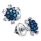 10kt White Gold Women's Round Blue Color Enhanced Diamond Cluster Screwback Earrings 1-2 Cttw - FREE Shipping (USA/CAN)-Gold & Diamond Earrings-JadeMoghul Inc.