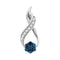10kt White Gold Women's Round Blue Color Enhanced Diamond Cluster Twist Pendant 1-6 Cttw - FREE Shipping (US/CAN)-Gold & Diamond Pendants & Necklaces-JadeMoghul Inc.