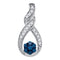 10kt White Gold Women's Round Blue Color Enhanced Diamond Cradled Cluster Pendant 1-4 Cttw - FREE Shipping (US/CAN)-Gold & Diamond Pendants & Necklaces-JadeMoghul Inc.