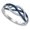 10kt White Gold Women's Round Blue Color Enhanced Diamond Crossover Band Ring 1/5 Cttw - FREE Shipping (US/CAN)-Gold & Diamond Bands-5-JadeMoghul Inc.