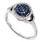 10kt White Gold Women's Round Blue Color Enhanced Diamond Framed Cluster Ring 1/4 Cttw - FREE Shipping (USA/CAN)-Gold & Diamond Cluster Rings-5-JadeMoghul Inc.