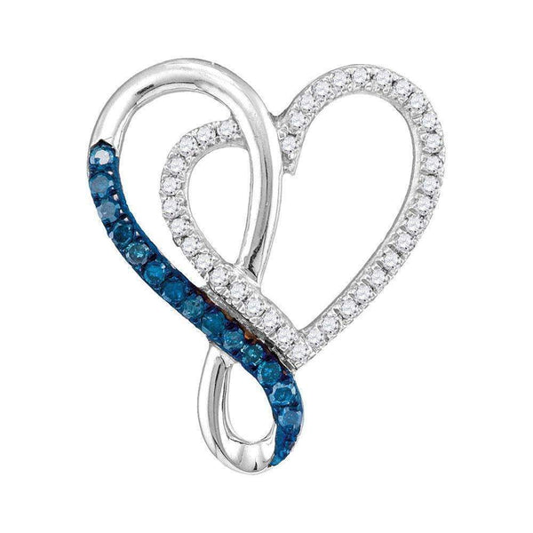 10kt White Gold Women's Round Blue Color Enhanced Diamond Heart Infinity Pendant 1-4 Cttw - FREE Shipping (US/CAN)-Gold & Diamond Pendants & Necklaces-JadeMoghul Inc.
