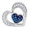 10kt White Gold Women's Round Blue Color Enhanced Diamond Heart Love Pendant 1-12 Cttw - FREE Shipping (US/CAN)-Gold & Diamond Pendants & Necklaces-JadeMoghul Inc.