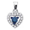 10kt White Gold Women's Round Blue Color Enhanced Diamond Heart Love Pendant 1-5 Cttw - FREE Shipping (US/CAN)-Gold & Diamond Pendants & Necklaces-JadeMoghul Inc.