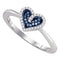 10kt White Gold Women's Round Blue Color Enhanced Diamond Heart Love Ring 1/10 Cttw - FREE Shipping (US/CAN)-Gold & Diamond Heart Rings-5-JadeMoghul Inc.
