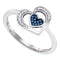 10kt White Gold Women's Round Blue Color Enhanced Diamond Heart Love Ring 1/20 Cttw - FREE Shipping (US/CAN)-Gold & Diamond Heart Rings-5-JadeMoghul Inc.