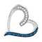 10kt White Gold Women's Round Blue Color Enhanced Diamond Heart Outline Pendant 1-5 Cttw - FREE Shipping (US/CAN)-Gold & Diamond Pendants & Necklaces-JadeMoghul Inc.