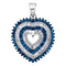 10kt White Gold Women's Round Blue Color Enhanced Diamond Heart Outline Pendant 7-8 Cttw - FREE Shipping (US/CAN)-Gold & Diamond Pendants & Necklaces-JadeMoghul Inc.
