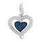 10kt White Gold Women's Round Blue Color Enhanced Diamond Heart Pendant 1-4 Cttw - FREE Shipping (US/CAN)-Gold & Diamond Pendants & Necklaces-JadeMoghul Inc.