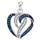 10kt White Gold Women's Round Blue Color Enhanced Diamond Heart Pendant 1-6 Cttw - FREE Shipping (US/CAN)-Gold & Diamond Pendants & Necklaces-JadeMoghul Inc.