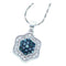 10kt White Gold Women's Round Blue Color Enhanced Diamond Hexagon Cluster Pendant 1-2 Cttw - FREE Shipping (US/CAN)-Gold & Diamond Pendants & Necklaces-JadeMoghul Inc.