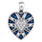 10kt White Gold Women's Round Blue Color Enhanced Diamond Milgrain Heart Cluster Pendant 1-4 Cttw - FREE Shipping (US/CAN)-Gold & Diamond Pendants & Necklaces-JadeMoghul Inc.