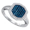 10kt White Gold Women's Round Blue Color Enhanced Diamond Octagon Geometric Cluster Ring 1/3 Cttw - FREE Shipping (US/CAN)-Gold & Diamond Cluster Rings-5-JadeMoghul Inc.