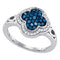 10kt White Gold Women's Round Blue Color Enhanced Diamond Quatrefoil Frame Cluster Ring 1/2 Cttw - FREE Shipping (US/CAN)-Gold & Diamond Fashion Rings-5-JadeMoghul Inc.