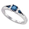 10kt White Gold Women's Round Blue Color Enhanced Diamond Solitaire Bridal Wedding Engagement Ring 1/2 Cttw - FREE Shipping (USA/CAN)-Gold & Diamond Engagement & Anniversary Rings-5-JadeMoghul Inc.