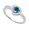10kt White Gold Women's Round Blue Color Enhanced Diamond Solitaire Heart Frame Ring 1/2 Cttw - FREE Shipping (US/CAN)-Gold & Diamond Heart Rings-6-JadeMoghul Inc.
