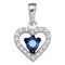 10kt White Gold Women's Round Blue Color Enhanced Diamond Solitaire Heart Pendant 1-4 Cttw - FREE Shipping (US/CAN)-Gold & Diamond Pendants & Necklaces-JadeMoghul Inc.