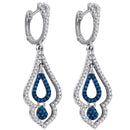 10kt White Gold Women's Round Blue Color Enhanced Diamond Spade Dangle Earrings 1-2 Cttw - FREE Shipping (USA/CAN)-Gold & Diamond Earrings-JadeMoghul Inc.