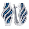 10kt White Gold Women's Round Blue Color Enhanced Diamond Spiral Stripe Hoop Earrings 1-3 Cttw - FREE Shipping (USA/CAN)-Gold & Diamond Earrings-JadeMoghul Inc.