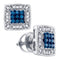 10kt White Gold Women's Round Blue Color Enhanced Diamond Square Cluster Earrings 1-3 Cttw - FREE Shipping (USA/CAN)-Gold & Diamond Earrings-JadeMoghul Inc.