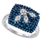 10kt White Gold Women's Round Blue Color Enhanced Diamond Square Cluster Ring 1.00 Cttw - FREE Shipping (US/CAN)-Gold & Diamond Fashion Rings-5-JadeMoghul Inc.