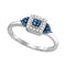 10kt White Gold Women's Round Blue Color Enhanced Diamond Square Cluster Ring 1/5 Cttw - FREE Shipping (US/CAN)-Gold & Diamond Cluster Rings-5-JadeMoghul Inc.