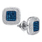 10kt White Gold Women's Round Blue Color Enhanced Diamond Square Frame Cluster Earrings 1-2 Cttw - FREE Shipping (USA/CAN)-Gold & Diamond Earrings-JadeMoghul Inc.
