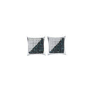 10kt White Gold Women's Round Blue Color Enhanced Diamond Square Kite Cluster Earrings 1-3 Cttw - FREE Shipping (US/CAN)-Gold & Diamond Earrings-JadeMoghul Inc.