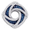 10kt White Gold Women's Round Blue Color Enhanced Diamond Square Pendant 1-2 Cttw - FREE Shipping (US/CAN)-Gold & Diamond Pendants & Necklaces-JadeMoghul Inc.